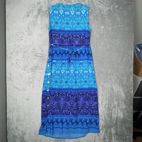 R&K Originals Dress Women 10 Blue Geometric Stripe Midi Dress Vacation Colorful‎ - Picture 3 of 8